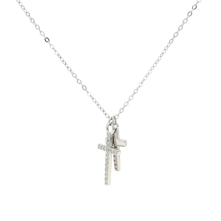 Double Cross Necklace Silver